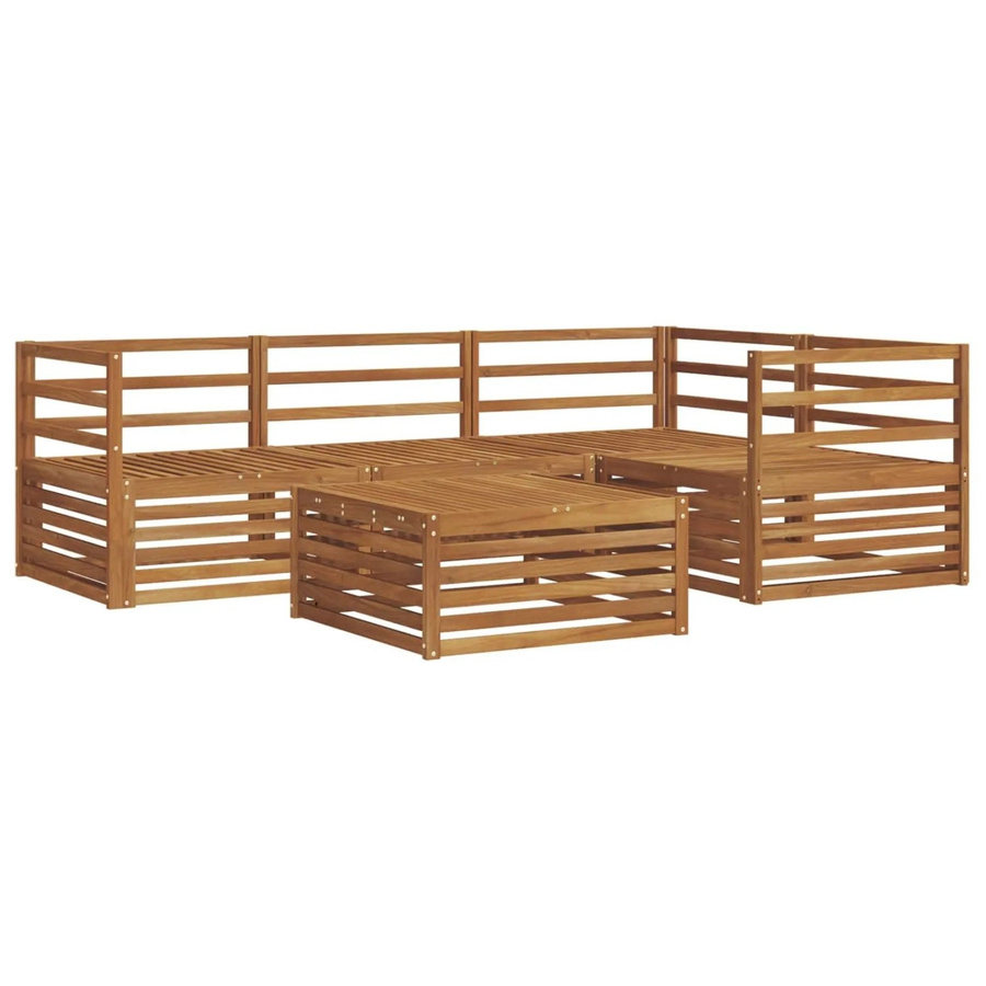 vidaXL Outdoor-Sofagarnitur aus Massivholz Akazie in Braun, 5-teiliges L-Shape Set mit Tisch, Ecksofa und Sesseln - Bild 2