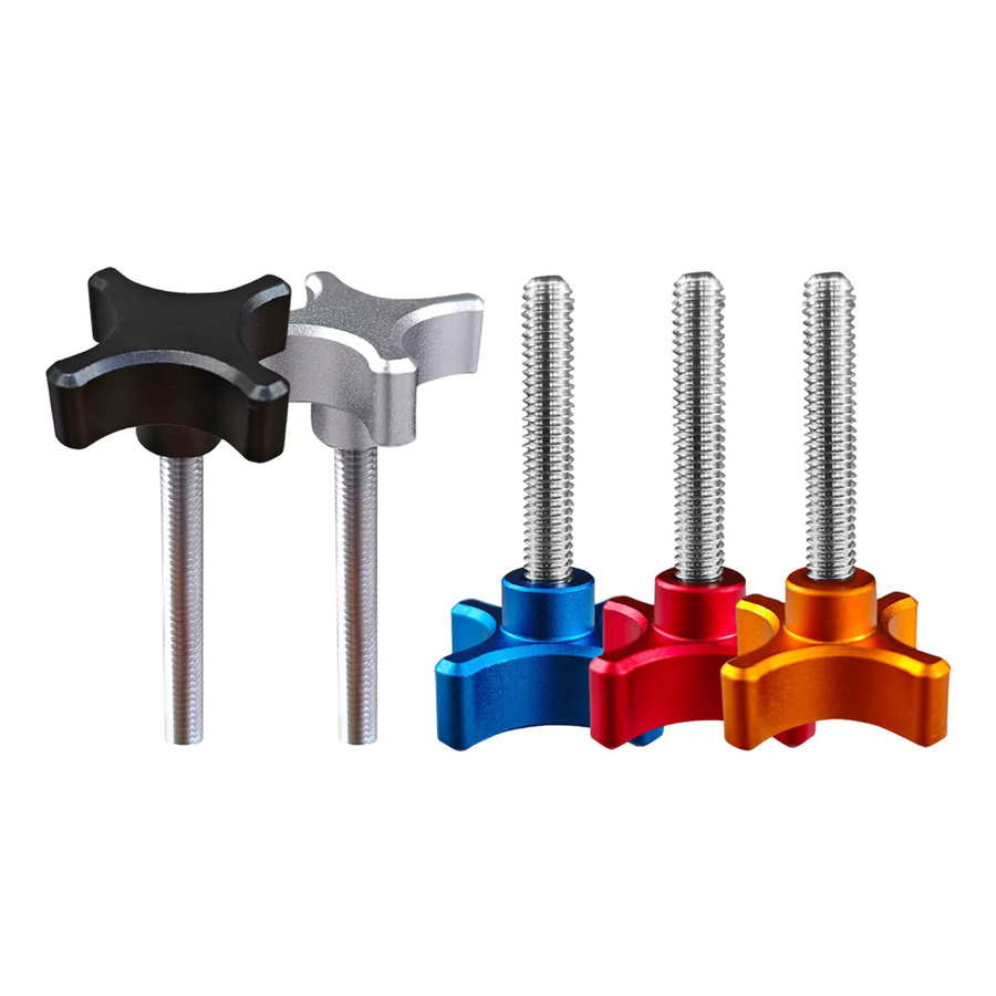 Edelstahl Sterngriffschraube als Daumenschraube und Spannschraube aus Aluminium in Silber und Multicolour, M6 M8 Gewinde, Länge 10mm bis 100mm - Bild 2