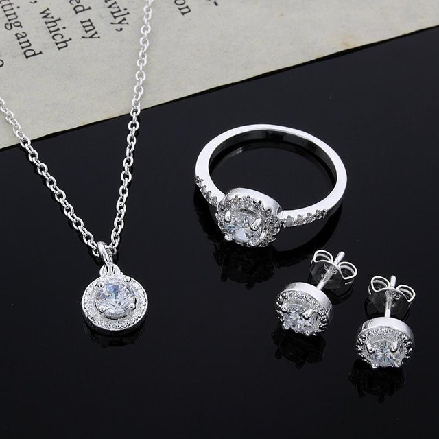 Wucifang Jewelry Schmuck-Set, 925 Silber, CZ, Damen, black - Bild 1