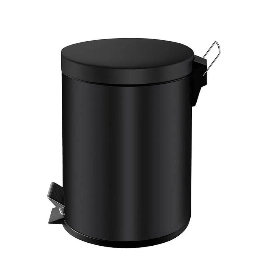 PROREGAL Runder Tretabfallsammler mit herausnehmbarem Kunststoff-Inneneimer, 5 Liter, Schwarz, H x B x T: 28,4 x 24,5 x 20 cm - Bild 2