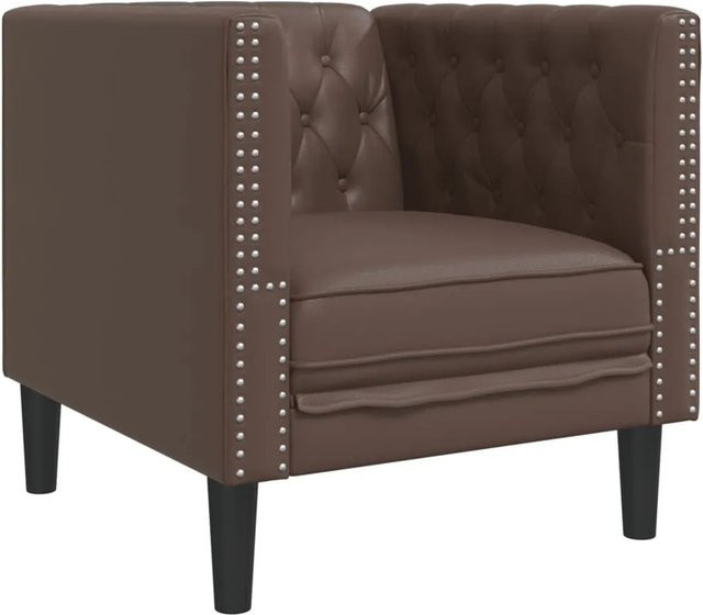 vidaXL Chesterfield-Sessel aus braunem Kunstleder mit Armlehnen - Bild 1