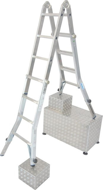 Krause Stabilo Sprossen-Gelenk-Teleskop-Leiter in Silber mit 4 HV 4 x 4 Sprossen - Bild 1
