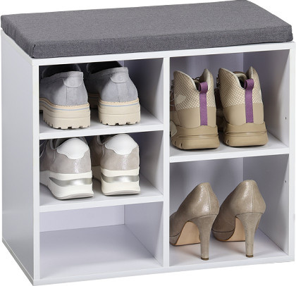 KESPER Schuhschrank mit Sitzkissen in Grau, modern, FSC-zertifiziert, B/T/H: 110 x 29,5 x 48 cm - Bild 1