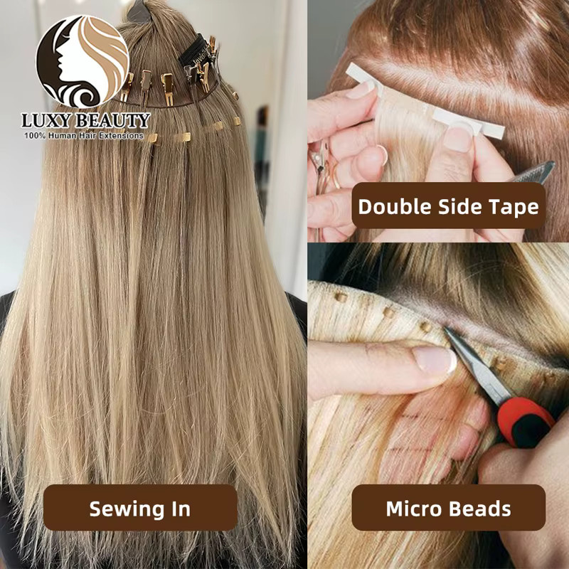 luxy beauty Echthaarverlängerungen Tape-Einschlag, 30,5–55,9 cm, 100 g - Bild 4
