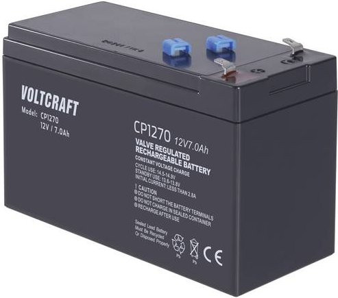 Voltcraft Bleiakku CE12V/7Ah VC-12713970 Blei-Vlies AGM 12V 7Ah Schwarz B/H/T: 15,1 x 10,0 x 6,5 cm mit 4,8mm Flachstecker wartungsfrei - Bild 1