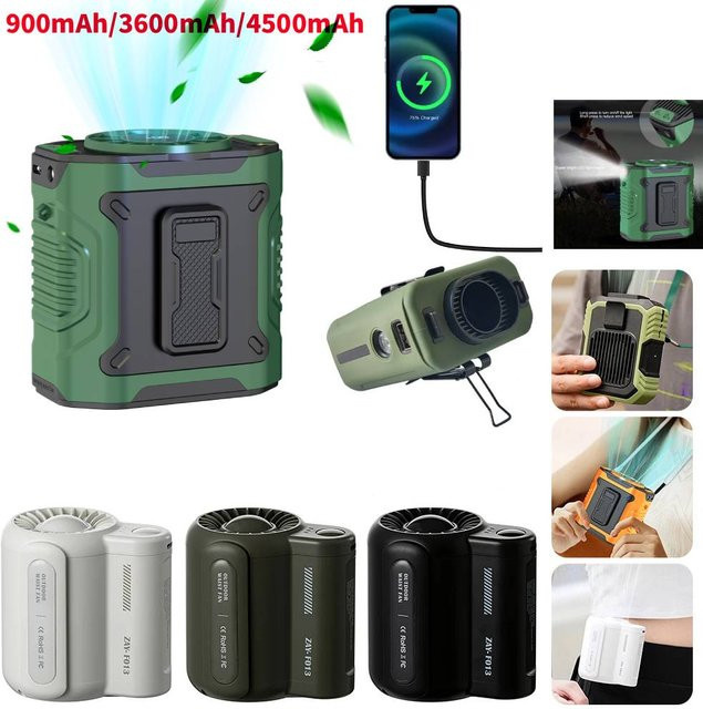VAKIND Tragbarer Hals- und Taillenventilator mit 4000mAh Akku, USB-Mini-Lüfter, wiederaufladbar, in Weiß oder Grün - Bild 1