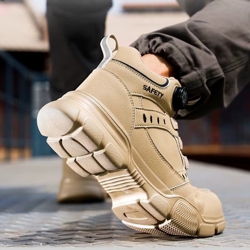 Manlegu Herren Sicherheitsstiefel in Beige mit Stahlkappe, wasserdicht und durchtrittsicher durch Kevlar-Zwischensohle mit Drehverschluss - Bild 6