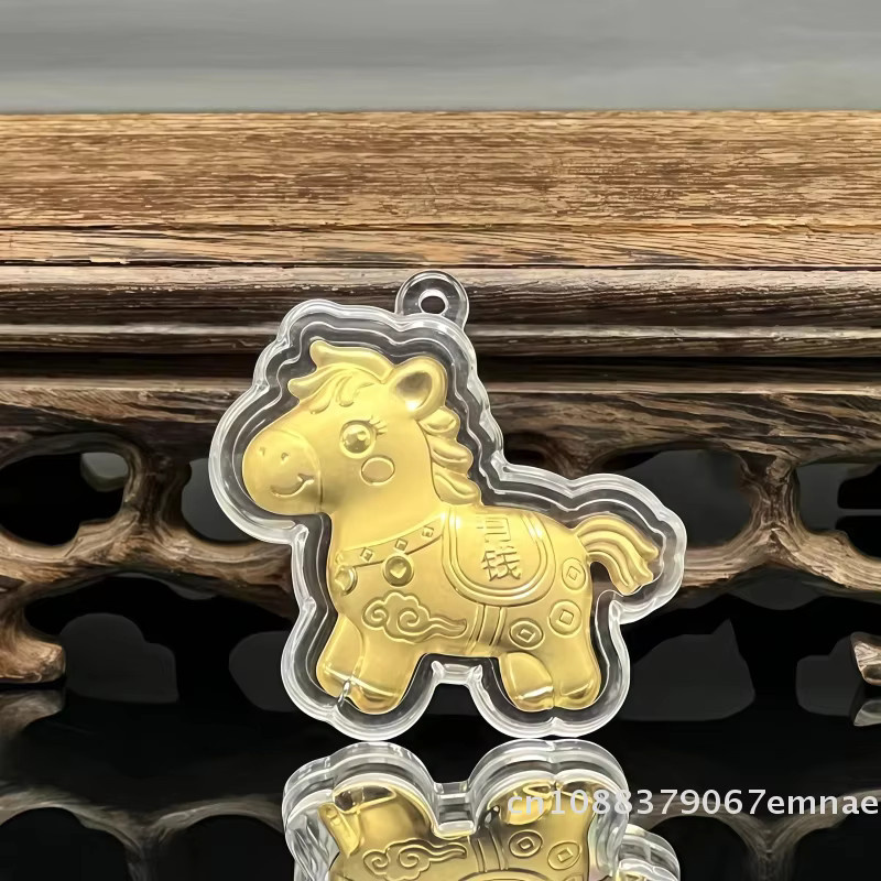 ZYAS Schlüsselanhänger Pferd, Goldfolie, Unisex - Bild 4
