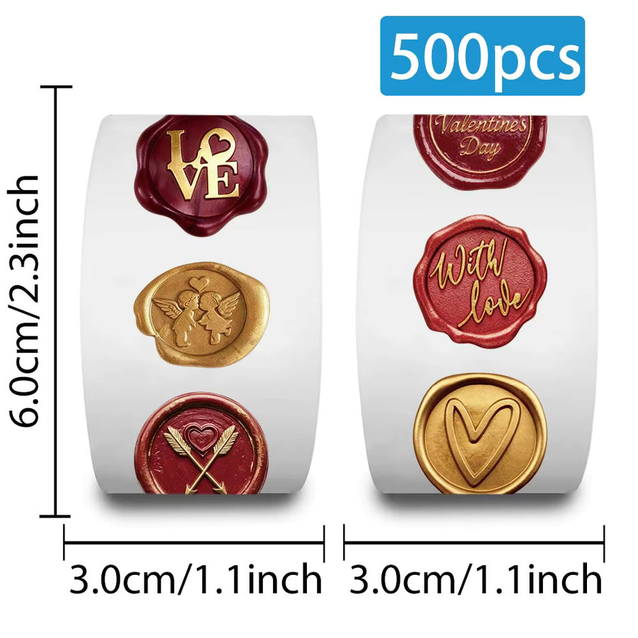 PickJoy Wachssiegel-Aufkleber Rollen Set in Multicolour, 500 Stück zur Dekoration von Geschenkverpackungen, Einladungskarten und Briefumschlägen - Bild 5