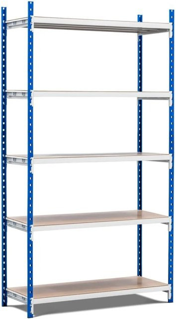 PROREGAL Fachbodenregal Maximus Pro mit 5 Ebenen aus Spanplatten, Farbe: Lichtblau-Lichtgrau, H x B x T: 220 x 125 x 80 cm - Bild 1