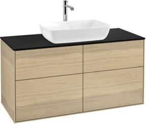V&B Waschtischunterschrank Finion mit Wandbeleuchtung in Oak Veneer Braun, Breite: 120 cm, Tiefe: 50,1 cm - Bild 1