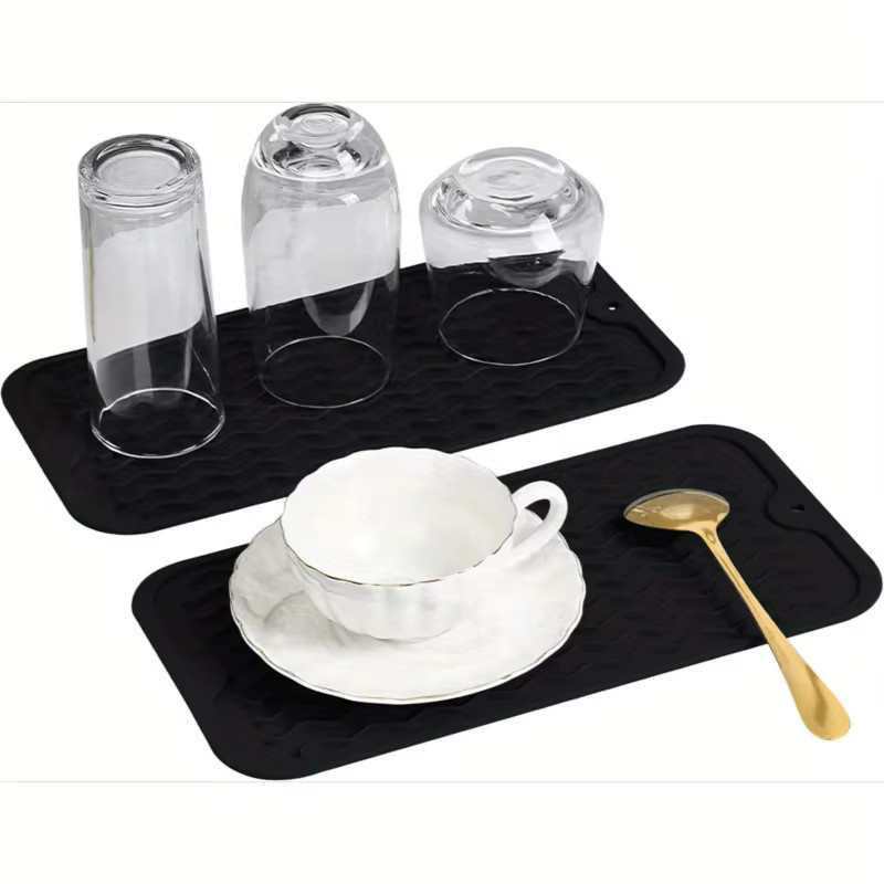 Leeseph Silikon-Geschirr-Abtropfmatte, faltbar und rutschfest, Schwarz, B: 30,0 cm, T: 15,0 cm - Bild 6