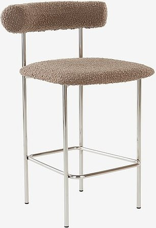 Jotex Barstuhl CATALINA in Beige und Braun mit Bouclé-Bezug und Holzbeinen - Bild 1