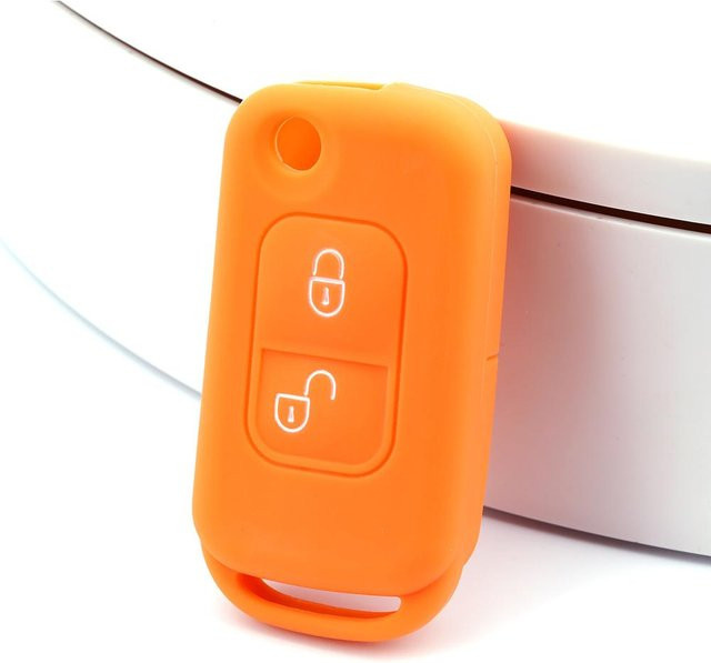 Silikon Schlüsselhülle für Mercedes Benz W168 A170 SLK R170 E113 A/C/E/S W202 W203 in Orange - Bild 1
