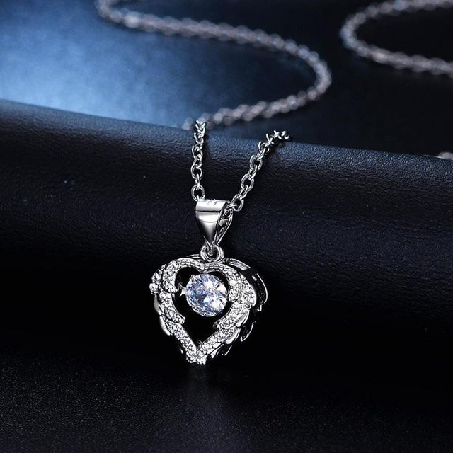 Lucky Star Jewelry Halskette mit Herz Anhänger, Kupfer, Silber, Zirkonia, Damen - Bild 1