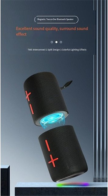 ABYA 2-in-1 Magnetischer Dualer Teilbarer Bluetooth-Lautsprecher in Schwarz mit 360° HIFI-Stereo-Sound - Bild 1