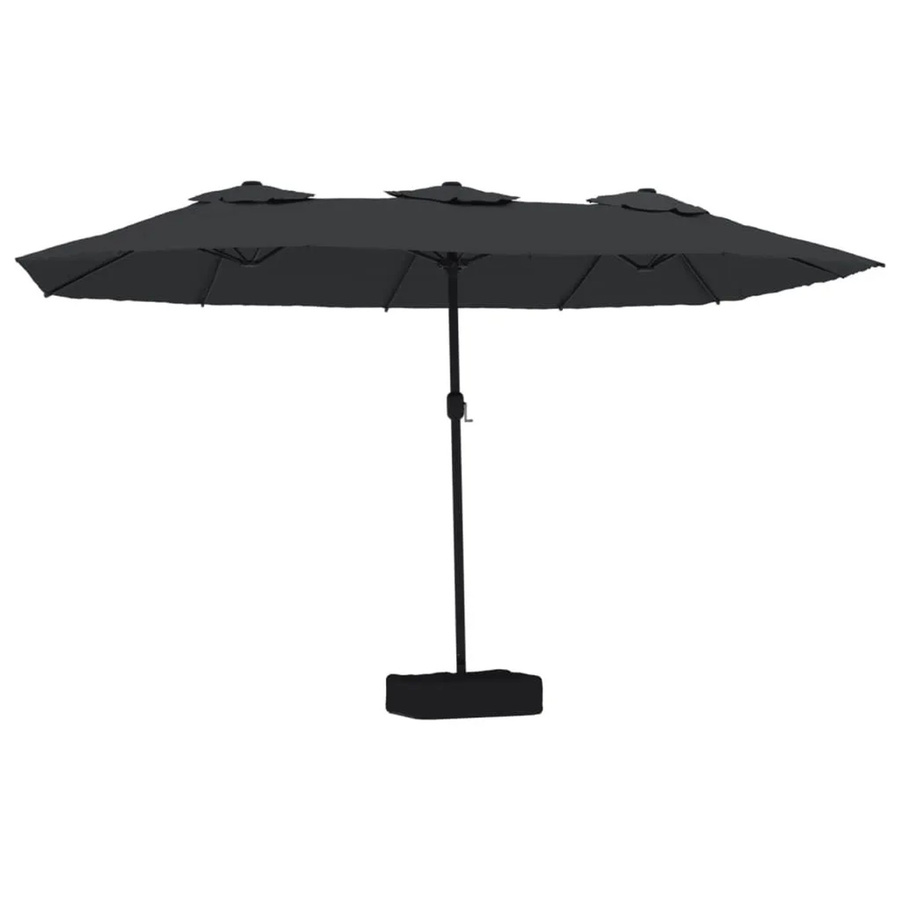 vidaXL Doppel-Gartenschirm mit LED-Leuchten in Schwarz, B/T/H: 449 x 265 x 245 cm - Bild 2