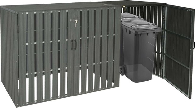 MCW WPC Mülltonnenverkleidung Erweiterung J28 Mülltonnenbox in Holzoptik Anthrazit B/T/H: 115 x 76 x 100 cm - Bild 1