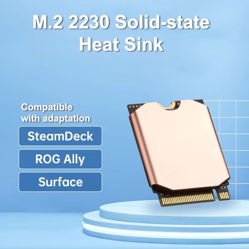 HUXUAN Kupfer Kühlkörper für M.2 NVMe SSD und Steam Deck Konsole, Goldfarben - Bild 3