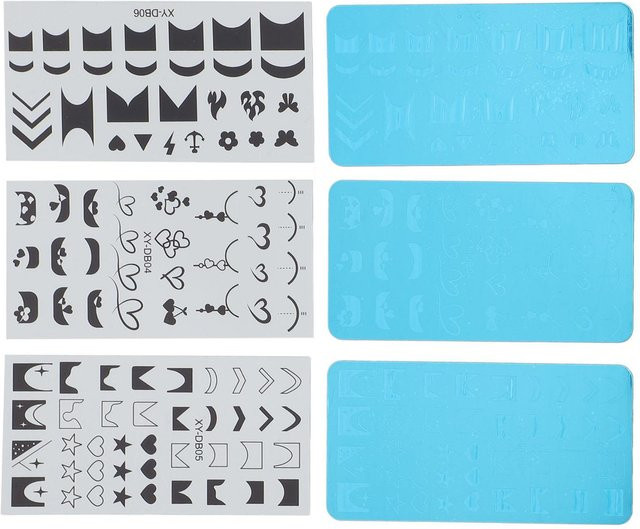 Koogeelife Nailart Stampingplatten Edelstahl, 3er Set, Blau - Bild 1