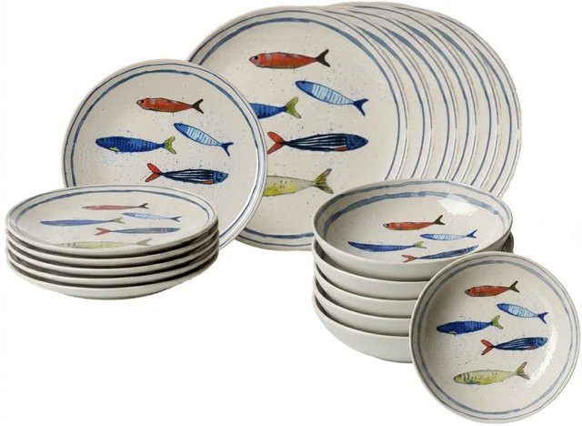 Ritzenhoff & Breker Teller-Set Maro aus Keramik, 18er Set, Blue/Multicolour, Dinner Plate - Bild 1