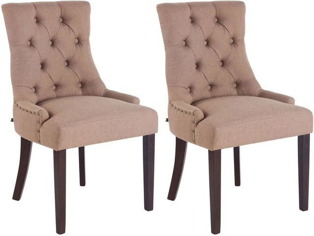 DELUKE 2er Set Esszimmerstühle HILON aus Stoff in Taupe Braun, B/T/H: 55 x 58 x 92 cm - Bild 1