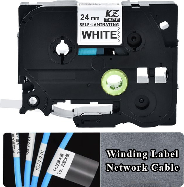 Kompatibles TZE-SL251 selbstlaminierendes Wickelkabel-Etikett in Weiß und Transparent für PT-E550W PT-E800W PT-P900W - Bild 1
