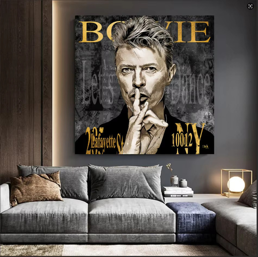 David Bowie Musiklegende Leinwand-Wandkunst von SHENCHEN, abstrakte Popkultur-Dekoration im Porträt-Stil, mehrfarbig, ungerahmt - Bild 2