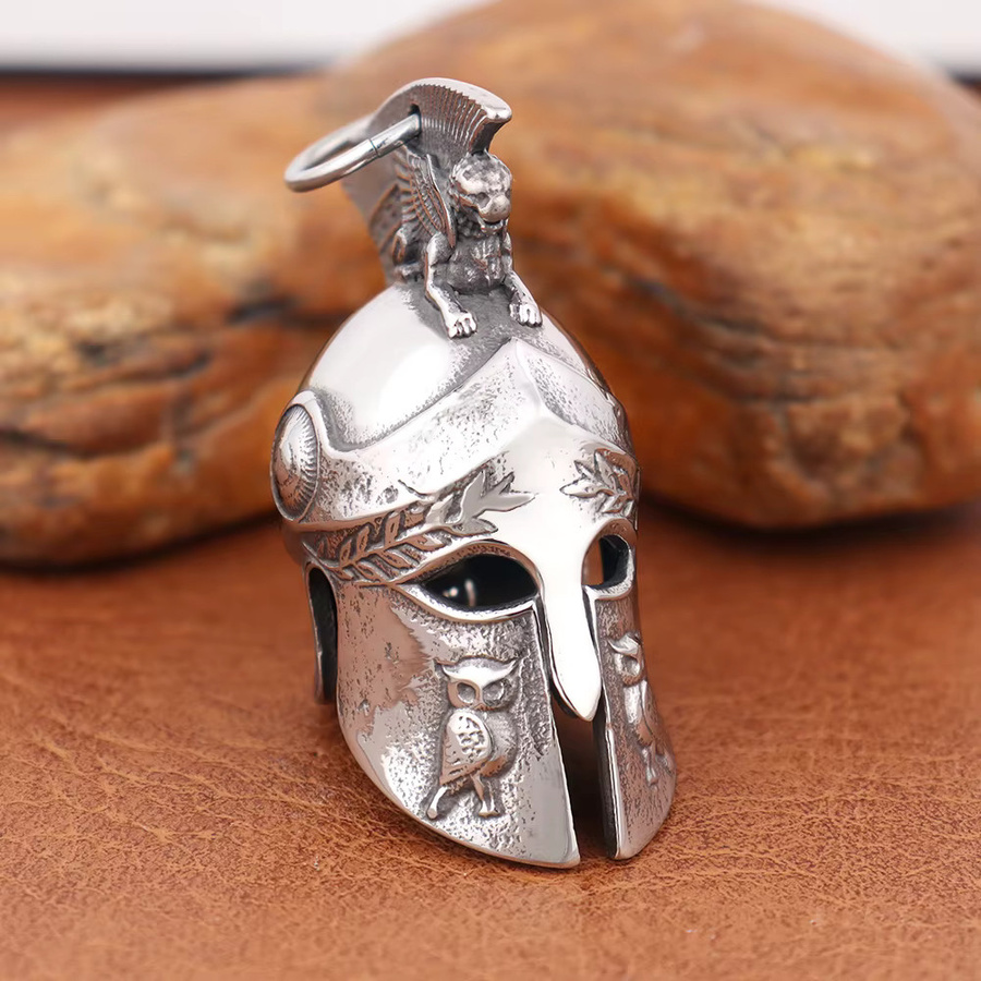 Anhänger Spartan Helm Halskette, Edelstahl, Silber, Herren - Bild 2