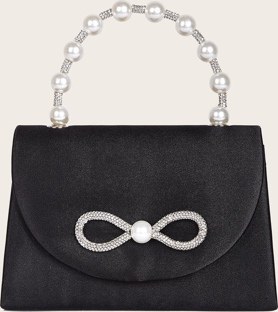 Handtasche Damen, Kettentasche mit Perle und Strass - Bild 1