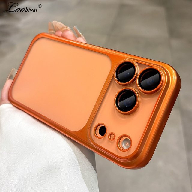 Loobival Ultra Slim Handyhülle aus hartem PC mit mattierter Oberfläche und galvanisiertem Kameraschutz für iPhone 17 Pro Max 16 15 14 13 in Orange - Bild 1