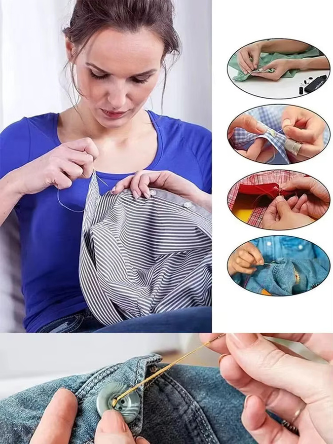 14-farbiges Faden-Nähset mit Nadeln und Zubehör in Schwarz und Multicolour - Bild 3
