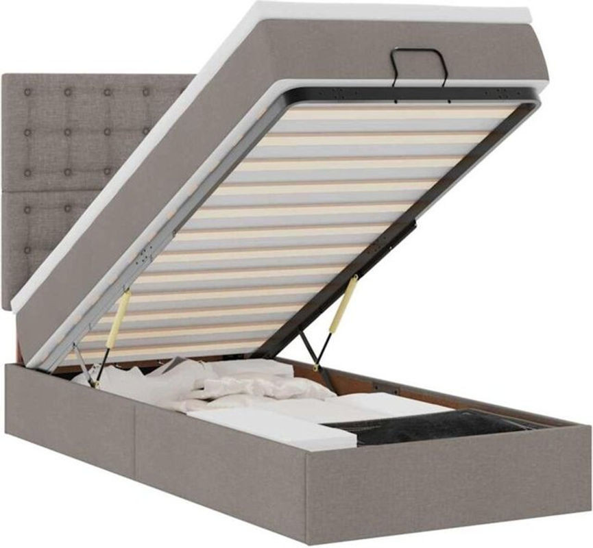 vidaxl Polsterbett Ottoman mit Matratze und LED-Beleuchtung in Taupe meliert, B/T/H: 90 x 190 x 128 cm - Bild 1