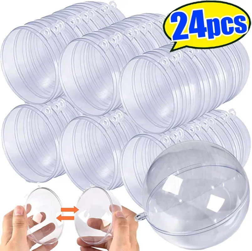 Transparente DIY Kunststoff Kugeln zum Befüllen als hängende Ornamente für Weihnachten, Hochzeit und Party, 1 bis 24 Stück - Bild 1