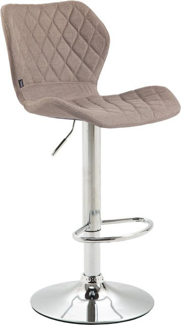 DELUKE Barhocker DIBEL höhenverstellbarer Barstuhl mit Lehne, Stoff Taupe, Silber, B/T/H: 47 x 51 x 88 cm - Bild 1