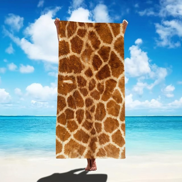 Weiches Mikrofaser-Strandtuch mit Giraffenmuster und 2D-Druck, B: 40 cm, H: 60 cm - Bild 1