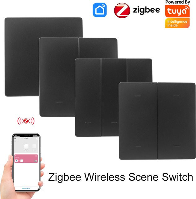 Manhot Smarter ZigBee Funk-Szenenschalter in Weiß, batteriebetrieben, kompatibel mit Tuya, 12 Szenen, Wandmontage - Bild 1