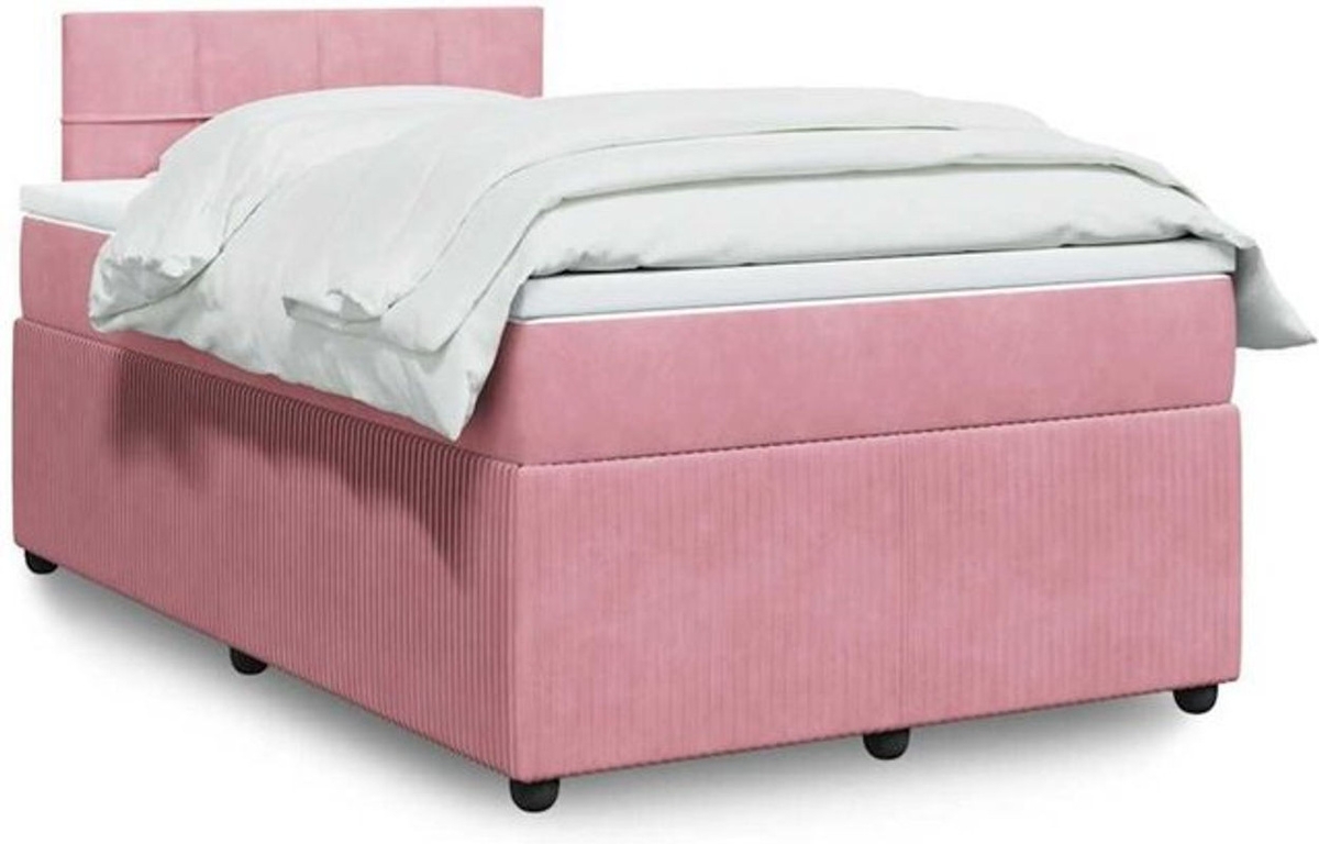 vidaxl Boxspringbett mit Matratze in Rosa und Weiß aus Samt, B/T/H: 200 x 120 x 100,5 cm - Bild 1