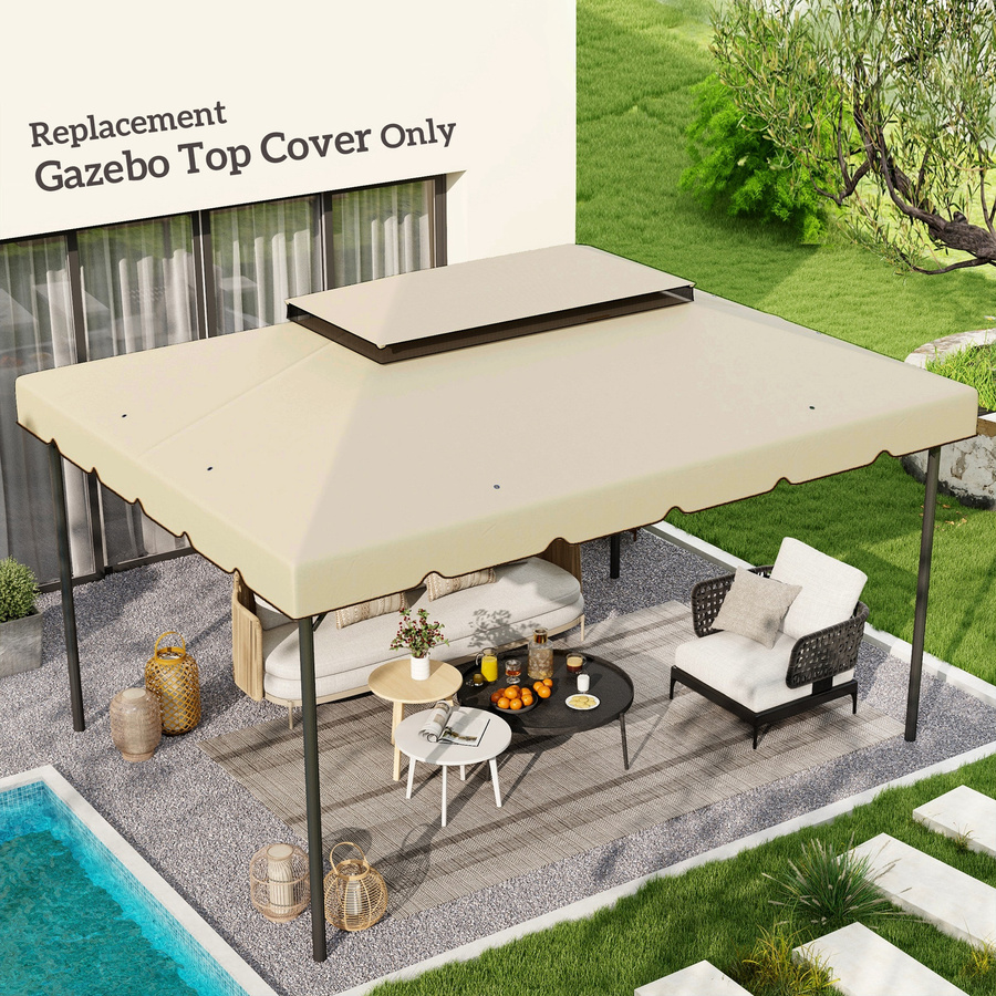 Outsunny Ersatzdach für Pavillon und Partyzelt aus hochdichtem Polyester, Farbe: Beige, B x T: 4 x 3 m - Bild 2