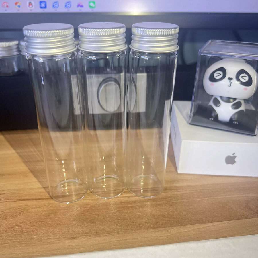 Set aus 12 Glas-Nachfüllflaschen mit Aluminiumkappe, 60 ml, transparent, Durchmesser: 3 cm, Höhe: 12 cm - Bild 3