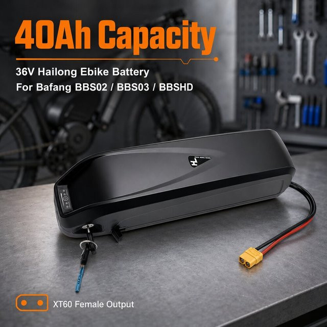 Bafang Elektrofahrrad-Akkupack 36V 48V für BBS02 BBS03 BBSHD Motoren, Ersatz-Akku für Unterrohrmontage in Schwarz, 40000 mAh - Bild 1