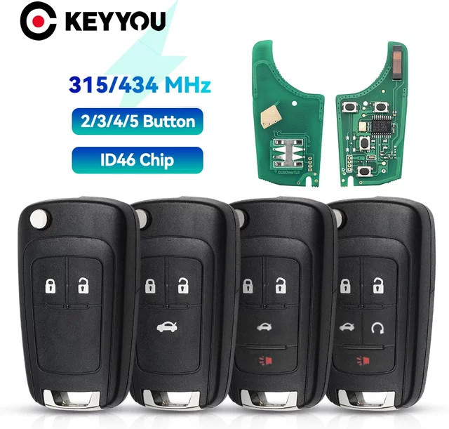 KEYYOU Auto Fernbedienung Schlüssel ID46 PCF7941 für Chevrolet Cruze Aveo Epica Lova Camaro Impala Trax Orlando in Schwarz - Bild 1