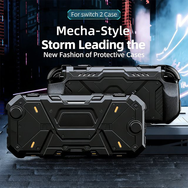 DATA FROG Stoßfeste Mecha-Schutzhülle für Nintendo Switch 2 aus TPU und PC in Schwarz oder Weiß - Bild 1