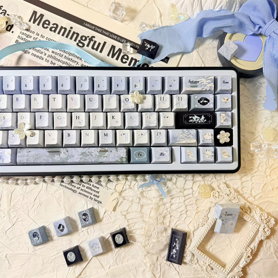 TTTSKONE PBT Tastenkappen im Cherry-Profil mit 5-seitiger Sublimation und Seitendruck, transparent, 120 Stück - Bild 2