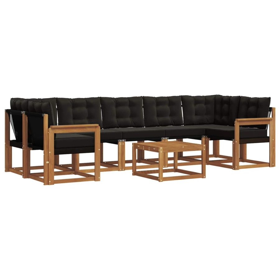 vidaXL Outdoor-Sofagarnitur 8-teilig aus Akazienholz mit Kissen in Schwarz und Natur - Bild 2