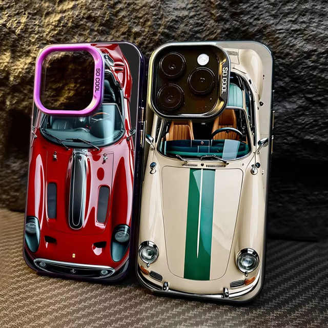 Etmakit Stoßfeste Handyhülle im Retro-Sportwagen-Design für iPhone 11 bis iPhone 17 Air Pro Max Plus Mini SE - Bild 1