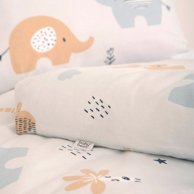Baby Best Flanell Wende-Bettwäsche Elephants aus Baumwolle, Grau/Weiß, B/H: 100 x 135 cm und B/H: 40 x 60 cm - Bild 1