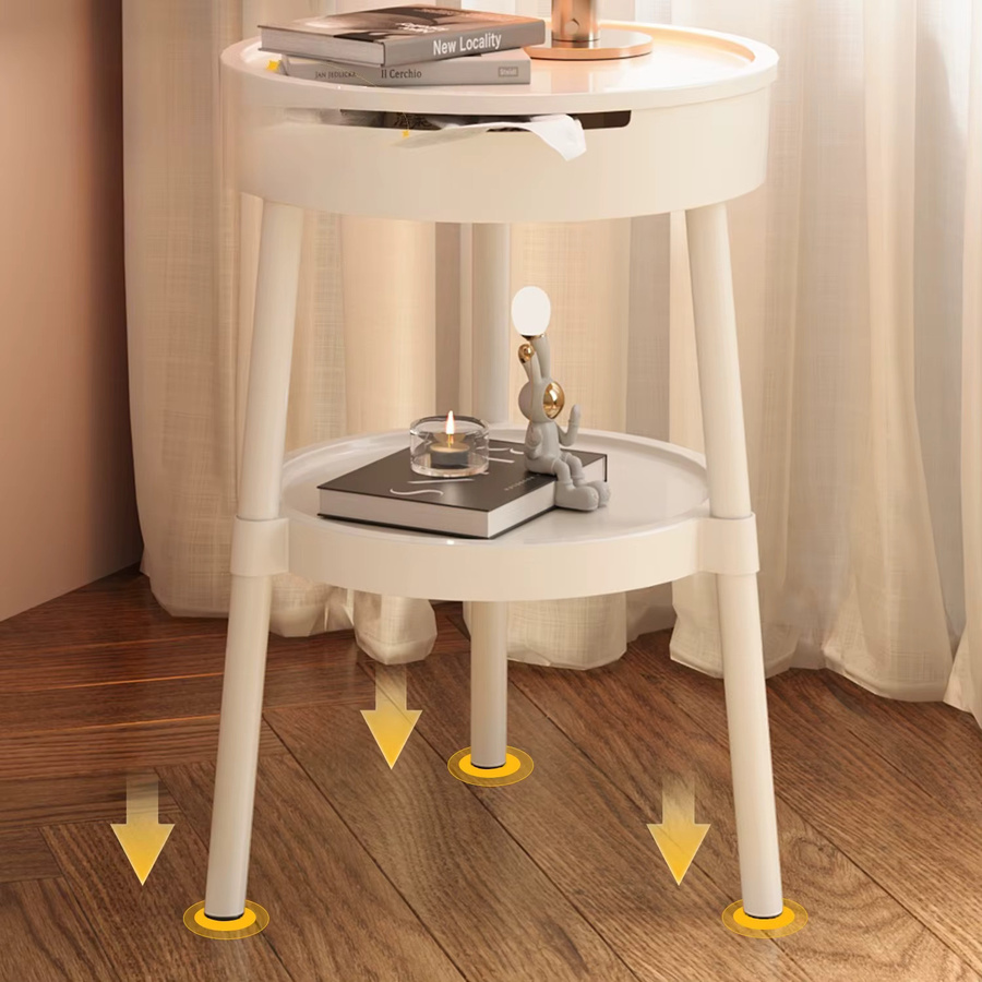 LIUSHADUOLA Runder Couchtisch in Weiß mit minimalistischem Design für Wohnzimmer und Schlafzimmer - Bild 2