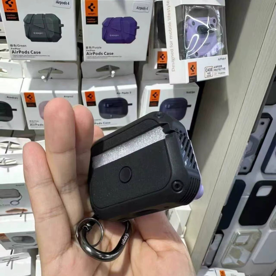 Spigen Roboter Schloss Kopfhörer Abdeckung Stoßfest für AirPods und Galaxy Buds in Schwarz und Blau - Bild 3
