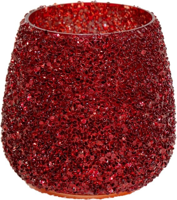 Mega Collections Vase Strass Cauldron Rot aus Glas, Durchmesser: 16 cm, Höhe: 16,5 cm - Bild 1